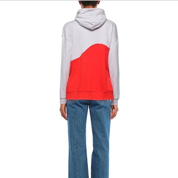 NWT GANNI Liliac / Red colorblock hooder sweatshirt size XXS/XS oversized - Picture 2 of 9